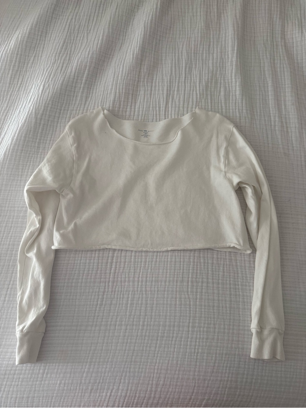 Brandy Melville Cream Cropped Long-Sleeve Top